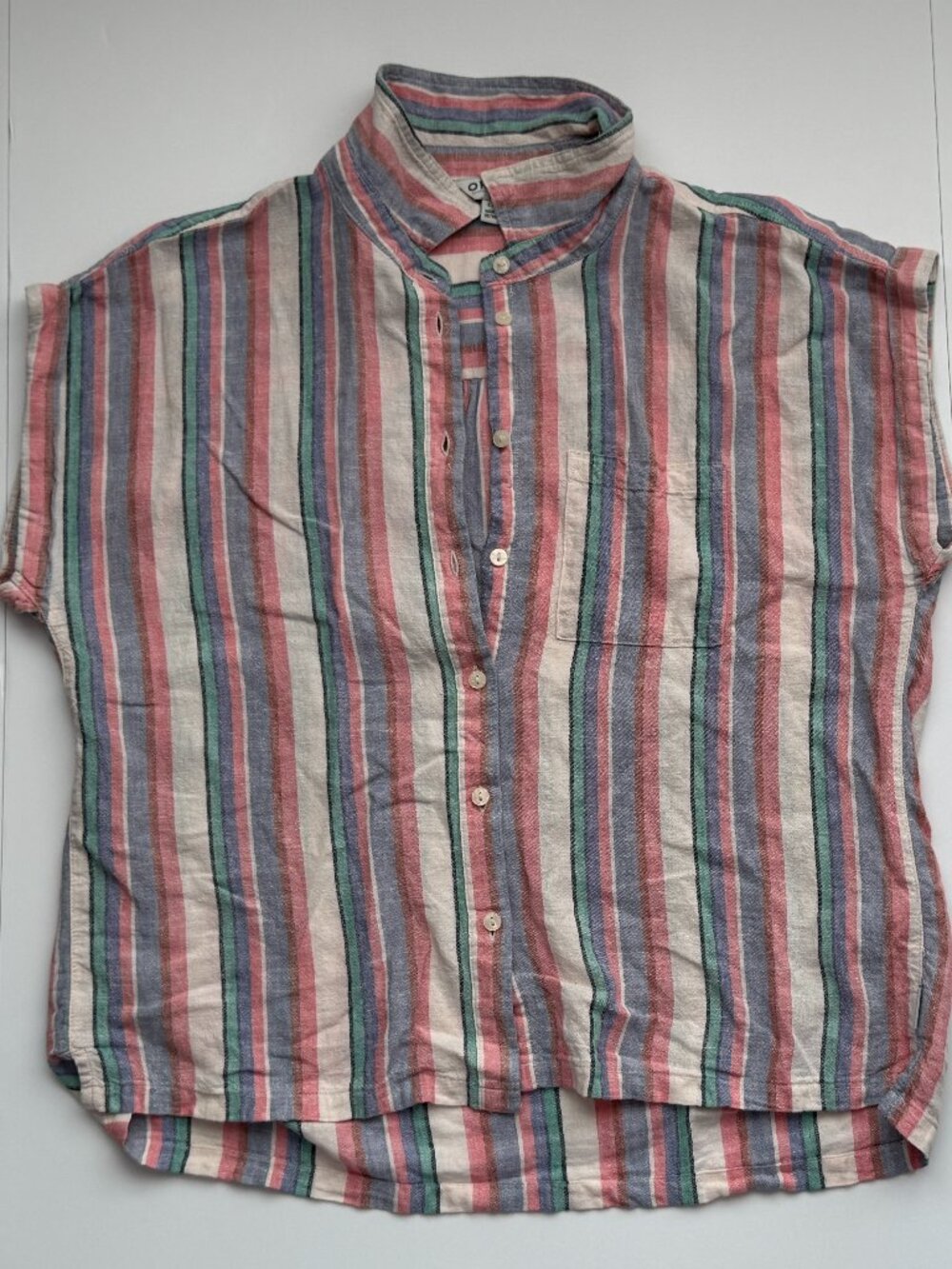 Orvis Short-Sleeve Linen Blend Blouse | Button Down | Size M